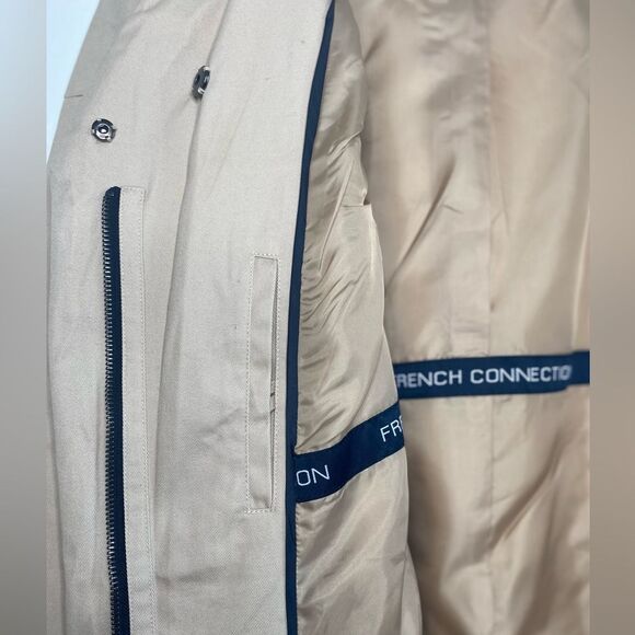 NWT French Connection Mid length Trench Coat Size Large Minimalist Corpcore - Picture 12 of 12